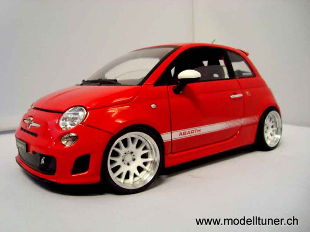 Diecast model cars Fiat 500 Abarth 1/18 Norev Abarth cabriolet red 2009 